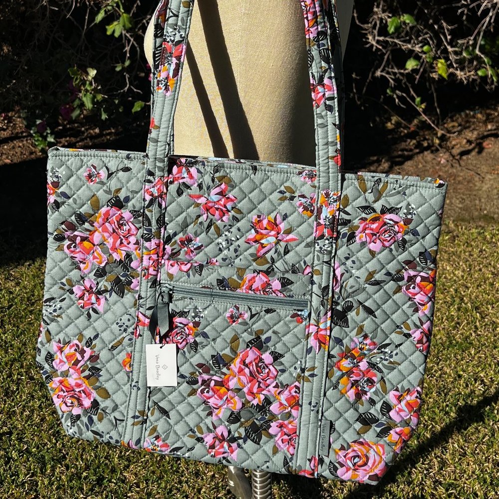 Vera Bradley Recyled Cotton Vera Tote Bag in Rosy Outlook